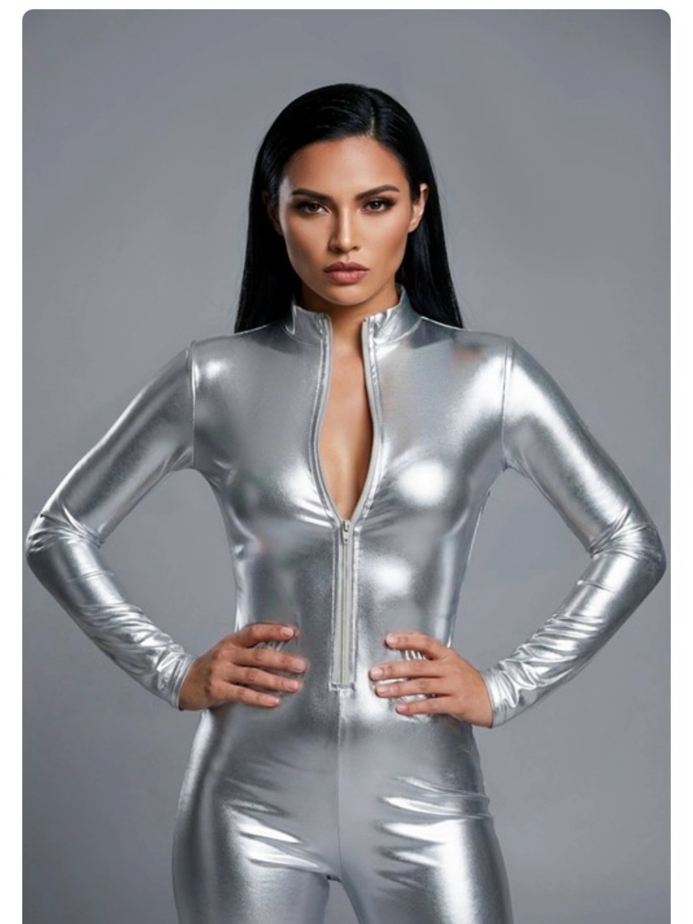 Metallic stretchy jumpsuit - Picture 4 of 5